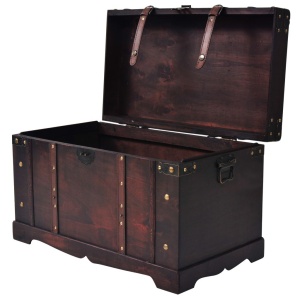 Cufăr vintage din lemn, 66 x 38 x 40 cm - Img 5