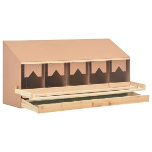 Cuibar găini cu 5 compartimente 117x33x54 cm lemn masiv pin - Img 8