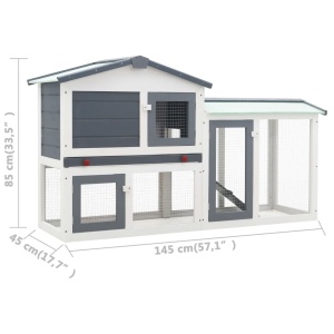Cușcă exterior pentru iepuri mare, gri&amp;alb, 145x45x85 cm, lemn - Img 5