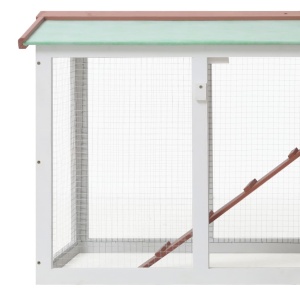 Cușcă exterior pentru iepuri mare maro&amp;alb 145x45x85 cm lemn - Img 4