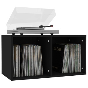 Cutie de depozitare vinyl-uri, negru, 71 x 34 x 36 cm, PAL - Img 3