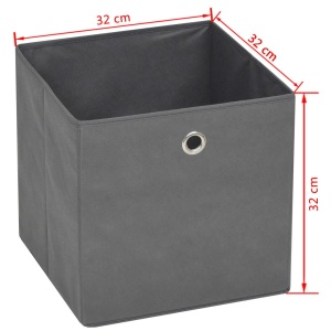 Cutii de depozitare, 10 buc, material nețesut, 32x32x32 cm, Gri - Img 6