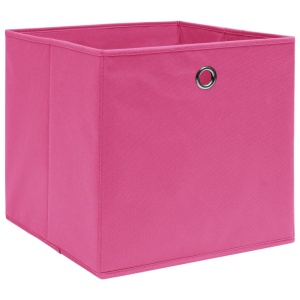 Cutii depozitare, 10 buc., roz, 32x32x32 cm, textil - Img 3