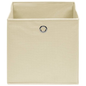 Cutii depozitare, 4 buc., crem, 32x32x32 cm, textil - Img 3