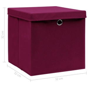 Cutii depozitare cu capac 10 buc. roșu inchis 32x32x32cm textil - Img 5
