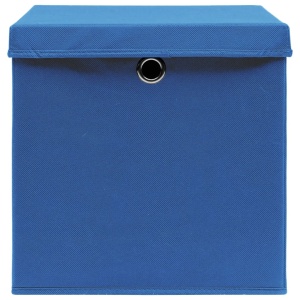 Cutii depozitare cu capace 10 buc. albastru 32x32x32 cm textil - Img 4