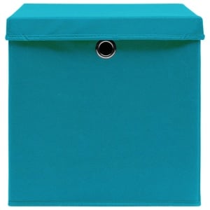 Cutii depozitare cu capace, 4 buc., bleu, 32x32x32 cm, textil - Img 6