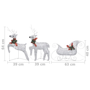 Decor de Crăciun cu reni și sanie, 60 LED-uri argintiu exterior - Img 5