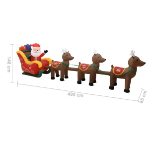 Decorațiune gonflabilă cu Moș Crăciun și reni, LED-uri, 490 cm - Img 9