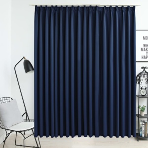 Draperie opacă, albastru, 290 x 245 cm, cu cârlige
