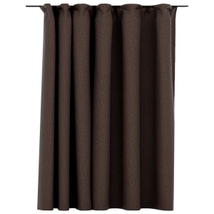 Draperie opacă, aspect de in, gri taupe, 290x245 cm, cu cârlige - Img 2