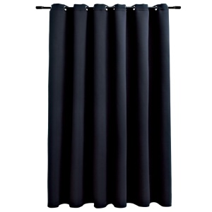 Draperie opacă cu inele metalice, negru, 290 x 245 cm - Img 2