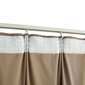 Draperii opace, 2 buc., bej, 140x225 cm, catifea, cu cârlige - Img 4