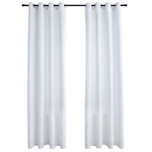 Draperii opace cu inele metalice 2 buc. alb-ivoriu 140x225 cm - Img 2