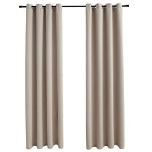 Draperii opace cu inele metalice, 2 buc., bej, 140 x 225 cm - Img 2