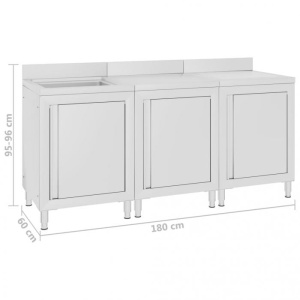 Dulap comercial pentru chiuvetă 180x60x96 cm, oțel inoxidabi - Img 5