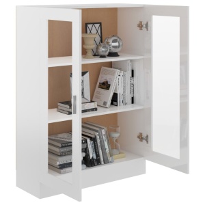 Dulap cu vitrină, alb extralucios, 82,5 x 30,5 x 115 cm, PAL - Img 4