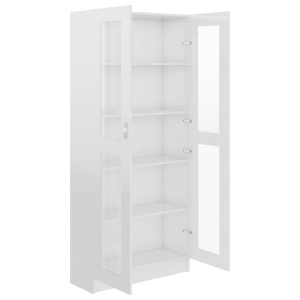 Dulap cu vitrină, alb extralucios, 82,5 x 30,5 x 185,5 cm, PAL - Img 8