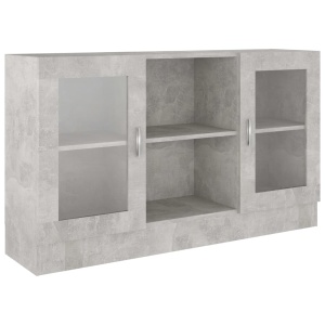 Dulap cu vitrină, gri beton, 120 x 30,5 x 70 cm, PAL - Img 2