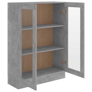 Dulap cu vitrină, gri beton, 82,5 x 30,5 x 115 cm, PAL - Img 8