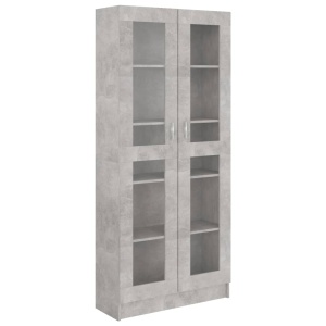 Dulap cu vitrină, gri beton, 82,5 x 30,5 x 185,5 cm, PAL - Img 2