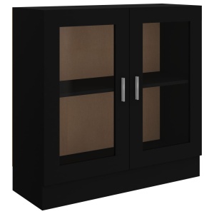 Dulap cu vitrină, negru, 82,5 x 30,5 x 80 cm, PAL - Img 2