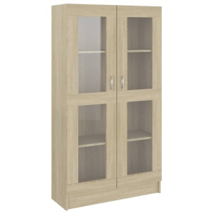 Dulap cu vitrină, stejar Sonoma, 82,5 x 30,5 x 150 cm, PAL - Img 2