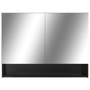 Dulap de baie cu oglindă și LED-uri, negru 80 x 15 x 60 cm MDF - Img 8