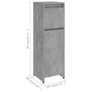 Dulap de baie, gri beton, 30 x 30 x 95 cm, PAL - Img 10