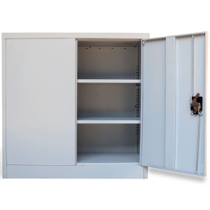 Dulap de birou cu 2 uși, gri, 90 cm, oțel - Img 6