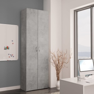 Dulap de birou, gri beton, 60x32x190 cm, PAL - Img 3