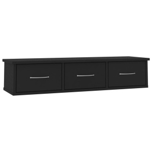Dulap de perete cu sertare, negru, 88x26x18,5 cm, PAL - Img 2