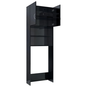 Dulap mașina de spălat, negru extralucios, 64x25,5x190 cm, PAL - Img 5