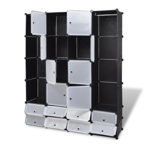 Dulap modular cu 18 compartimente alb și negru 37x146x180,5 cm - Img 3