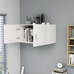 Dulap montat pe perete, alb extralucios, 80x39x40 cm, PAL - Img 3