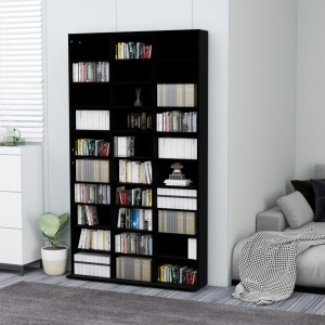 Dulap pentru CD-uri, negru, 102 x 23 x 177,5 cm, PAL
