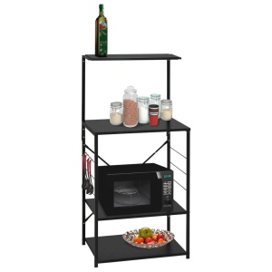 Dulap pentru cuptor de microunde, negru, 60x39,6x123 cm, PAL