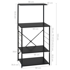Dulap pentru cuptor de microunde, negru, 60x39,6x123 cm, PAL - Img 7