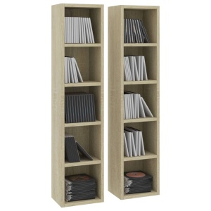 Dulapuri CD-uri, 2 buc., stejar Sonoma, 21x16x93,5 cm, PAL - Img 3