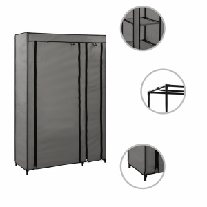 Dulapuri pliabile de haine 2 buc. gri 110x45x175 cm țesătură - Img 3