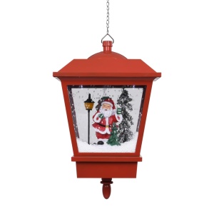 Felinar suspendat cu LED și Moș Crăciun, roșu, 27x27x45 cm - Img 5