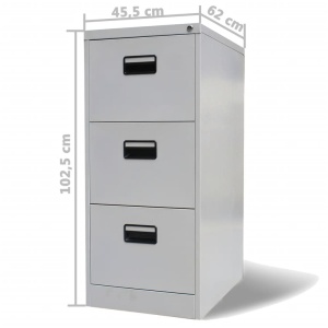 Fișet cu 3 sertare, gri, 102,5 cm, oțel - Img 9