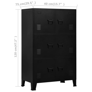 Fișet cu 6 uși, negru, 75 x 40 x 120 cm, oțel, industrial - Img 6