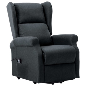 Fotoliu cu ridicare pe verticală, gri inchis, material textil - Img 3