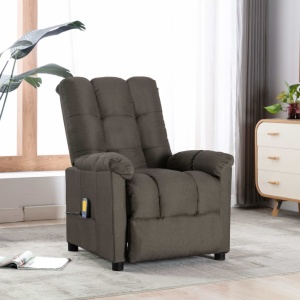 Fotoliu de masaj rabatabil, gri taupe, material textil