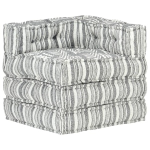 Fotoliu puf modular, gri cu dungi, material textil - Img 6