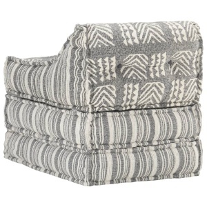 Fotoliu puf modular, gri cu dungi, material textil - Img 6