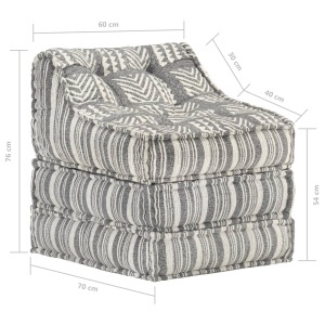 Fotoliu puf modular, gri cu dungi, material textil - Img 10