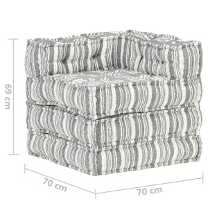 Fotoliu puf modular, gri cu dungi, material textil - Img 9