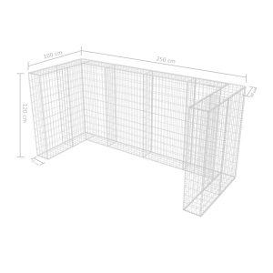 Gabion triplu ingrădire pubelă, oțel, 250 x 100 x 120 cm - Img 9